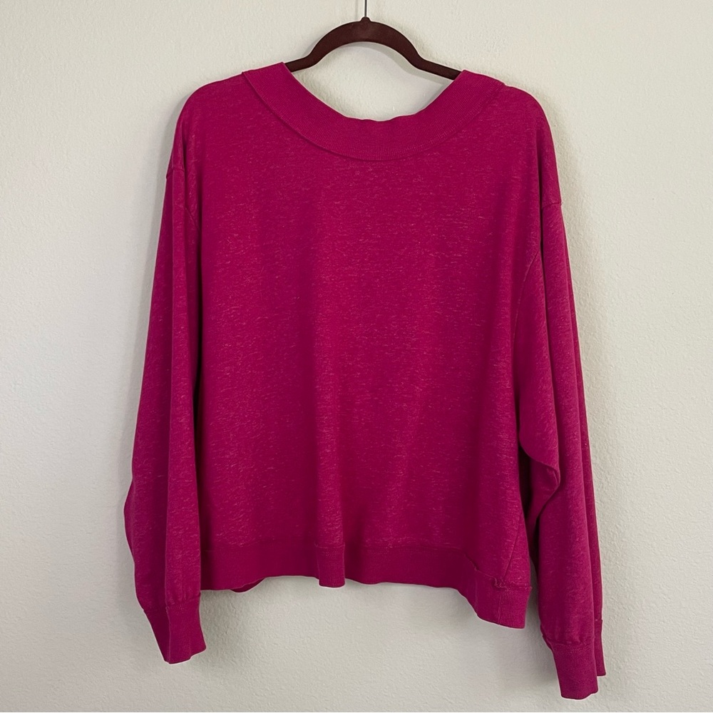 Pilcro Ryanne Open Back Sweatshirt‎ Magenta Pink by Anthropologie Size XL - Picture 3 of 8